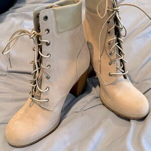 Timberland Tan High Heeled Boots. SZ 9.5